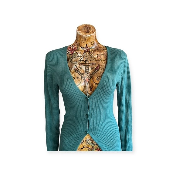 WILD FABLE cardigan sweater long small green button front - Picture 2 of 10